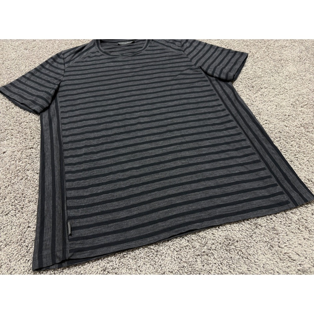 Icebreaker Cool-Lite Wool Blend T Shirt Gray Stripe Base Layer Hiking Mens Large - Picture 5 of 15